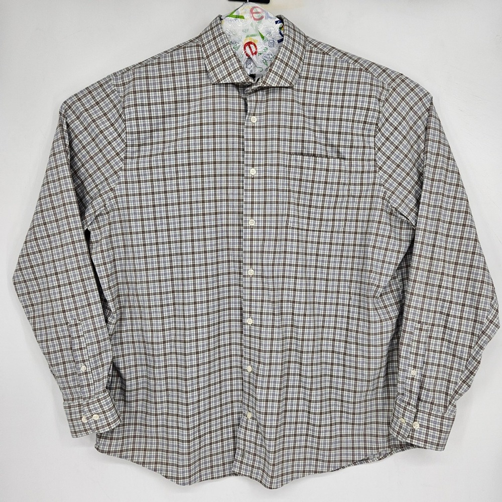 Johnnie O Shirt Mens XXL Button Up Long Sleeve Checkered Casual Prep Formance